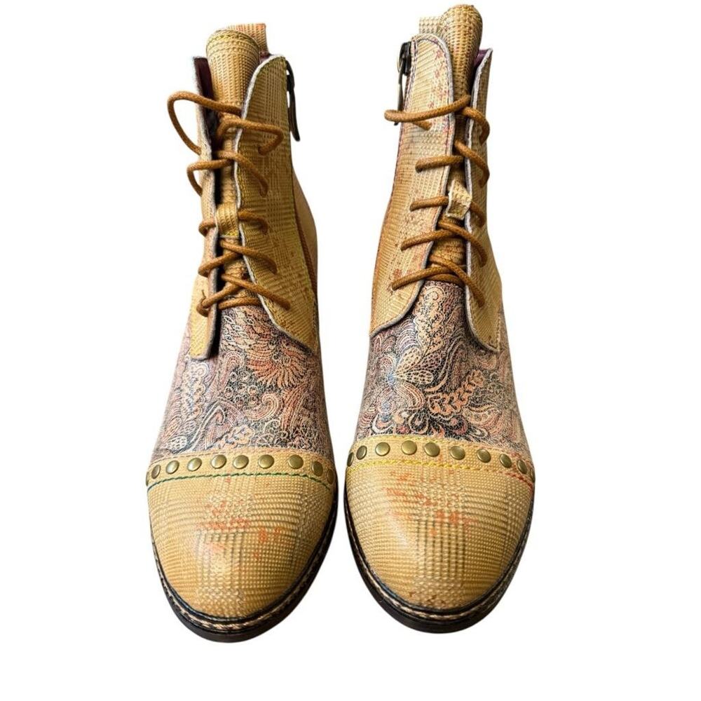 L'Artiste by Spring Step Habitat Funky Leather Lace Up Boot Women size 36 US 6 - Picture 3 of 7